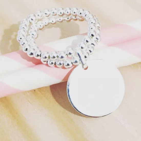 Bague élastique en argent 925.