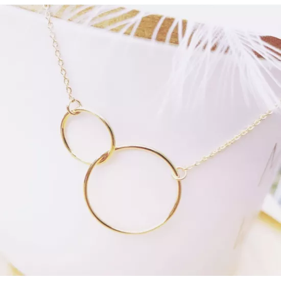 Collier Giant Double circle Plaqué or