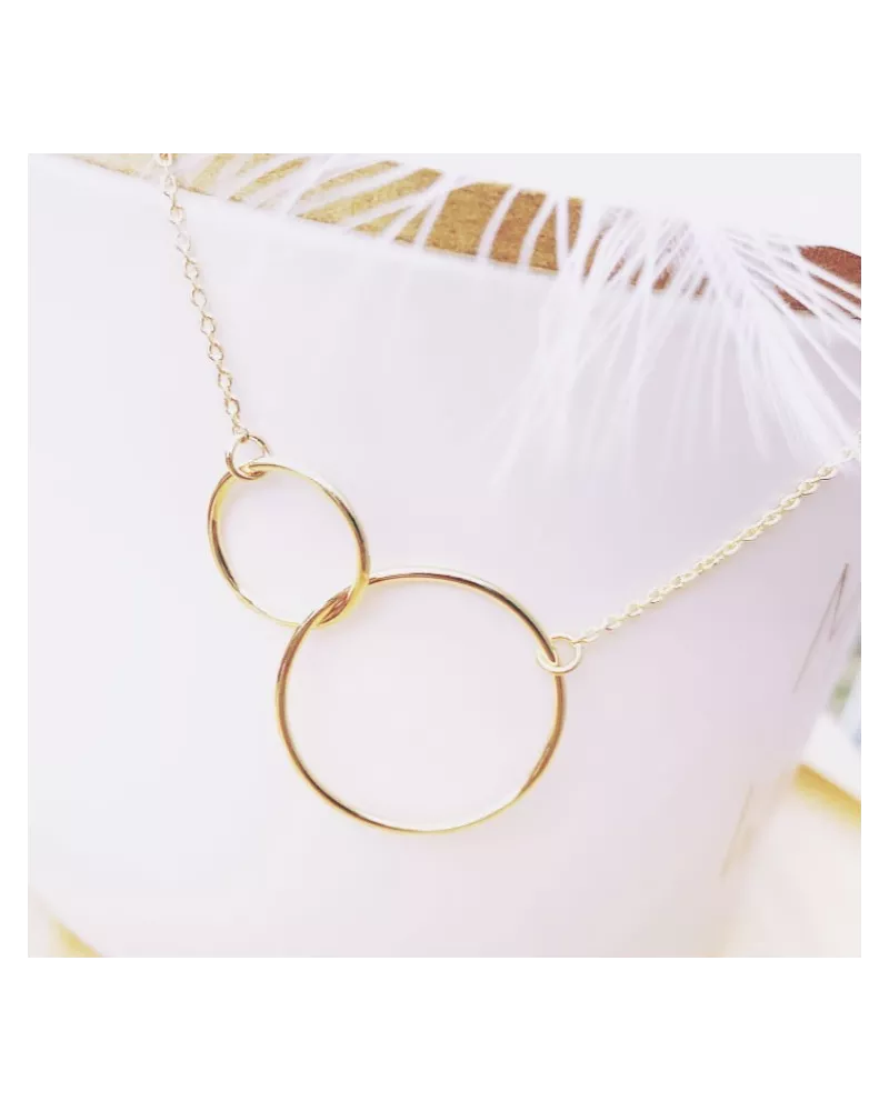 Collier Giant Double circle Plaqué or