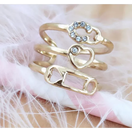 Bague Acier Doré Lise