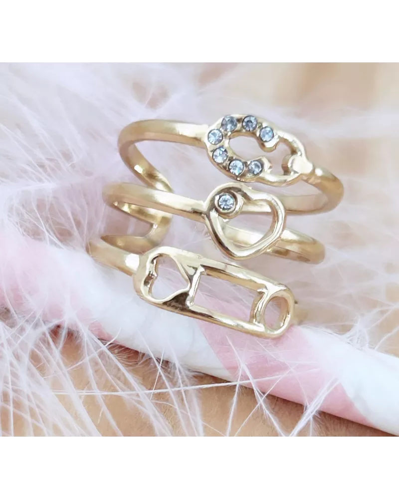 Bague Acier Doré Lise