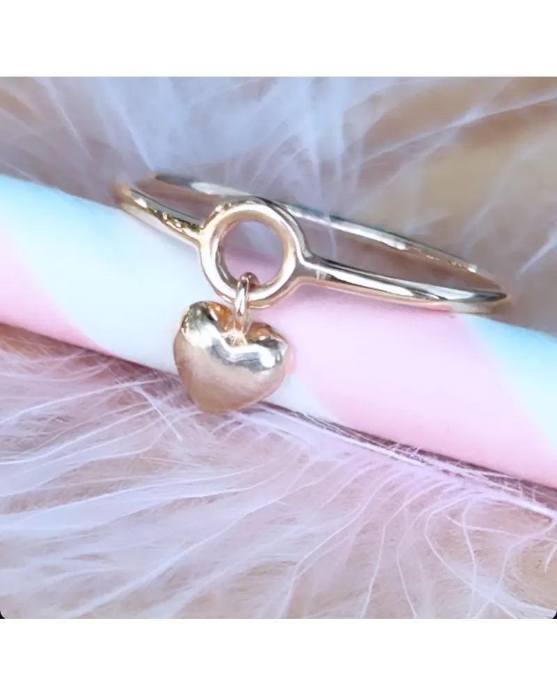 Bague fine avec pampille coeur