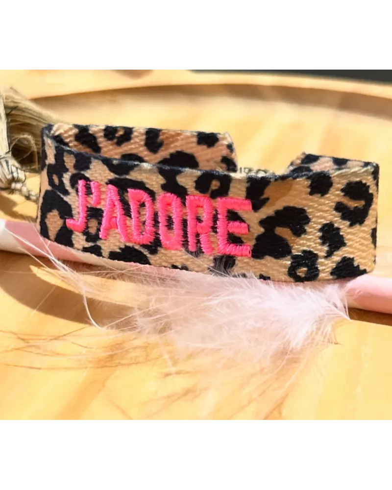 bracelet tissu léopard J'adore