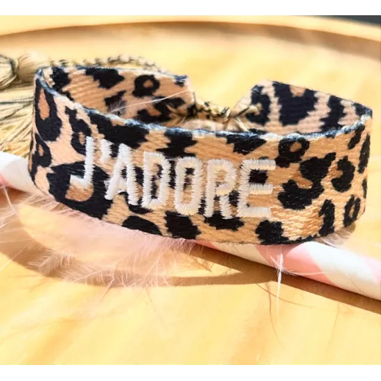 bracelet tissu léopard J'adore