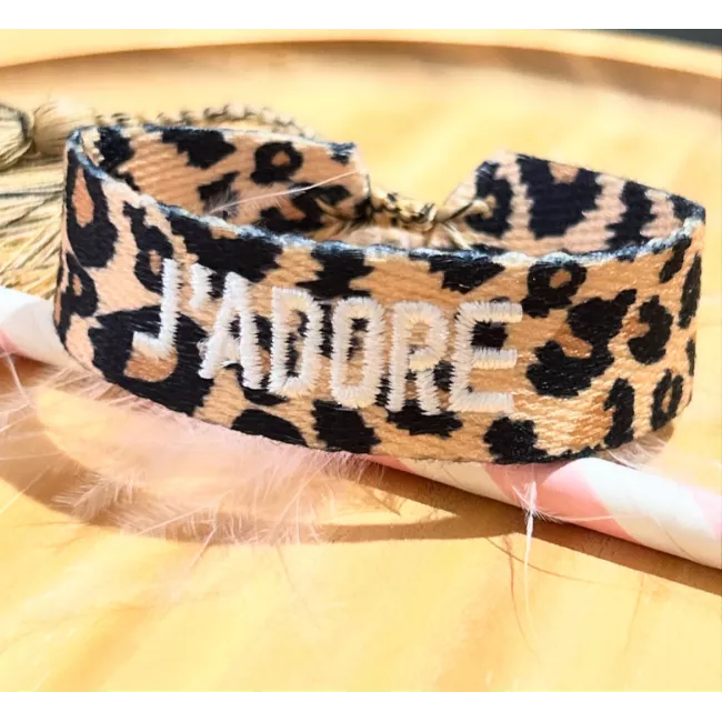 bracelet tissu léopard J'adore