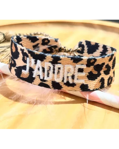 bracelet tissu léopard J'adore