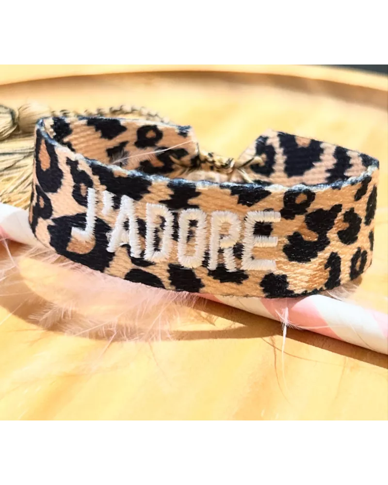 bracelet tissu léopard J'adore