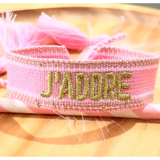 bracelet tissu brodé J'adore