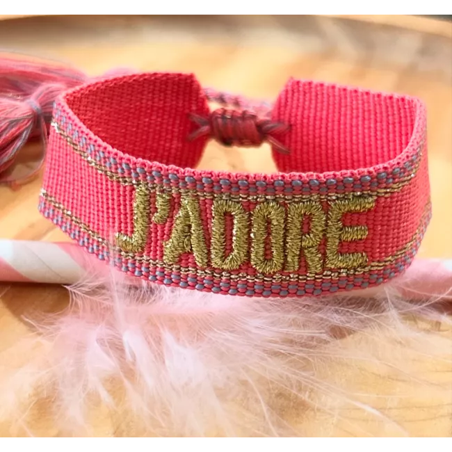 bracelet tissu brodé J'adore