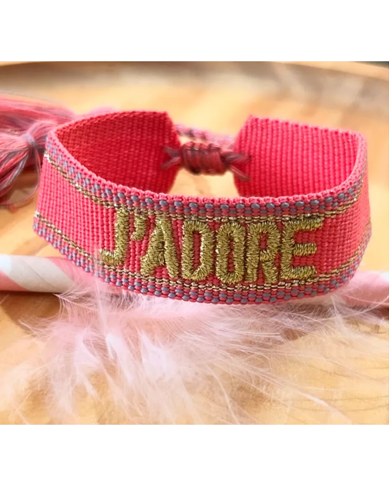 bracelet tissu brodé J'adore