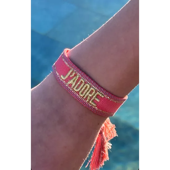 bracelet tissu brodé J'adore