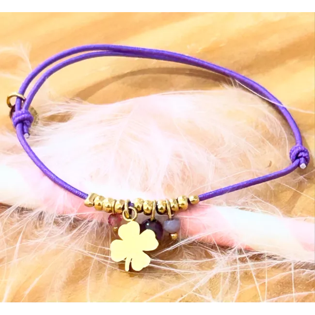 Bracelet acier doré Trèfle
