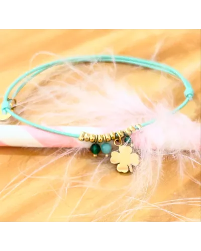 Bracelet acier doré Trèfle