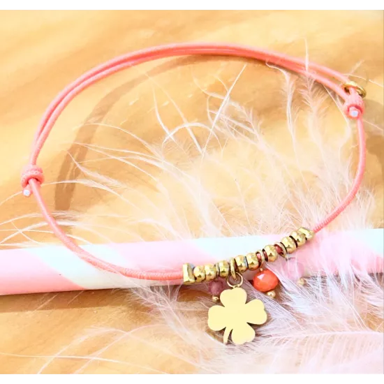 Bracelet acier doré Trèfle