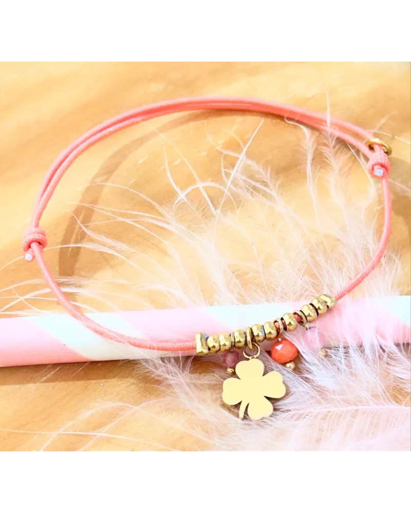 Bracelet acier doré Trèfle
