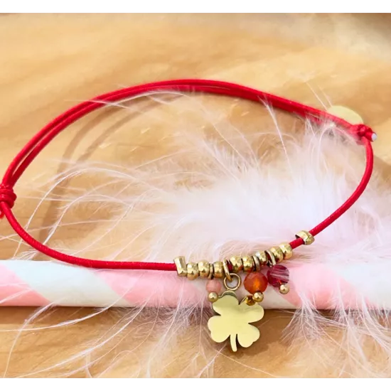 Bracelet acier doré Trèfle