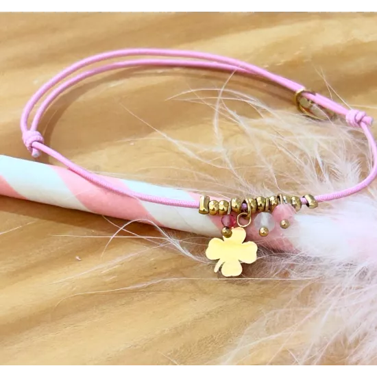 Bracelet acier doré Trèfle