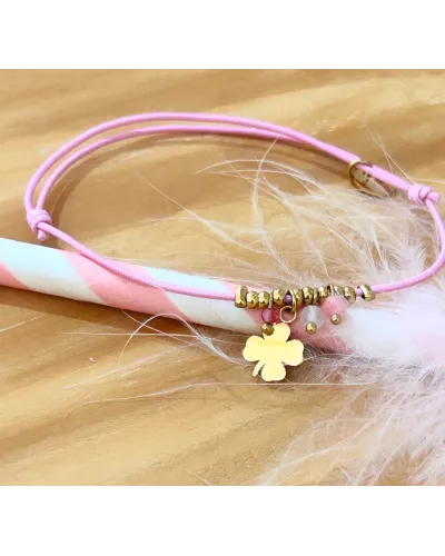 Bracelet acier doré Trèfle