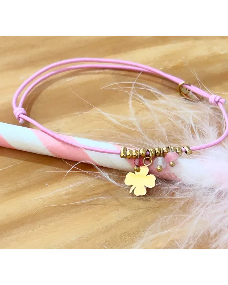 Bracelet acier doré Trèfle