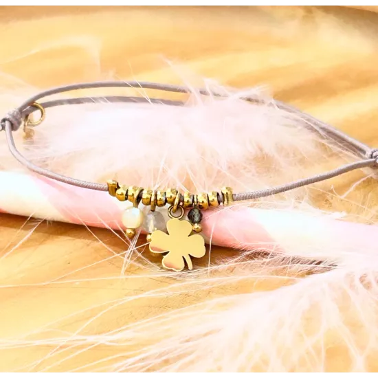 Bracelet acier doré Trèfle