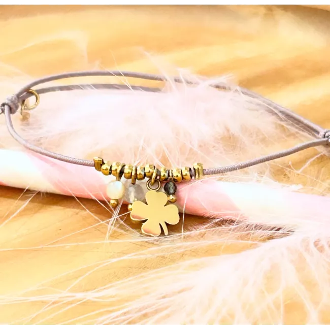 Bracelet acier doré Trèfle
