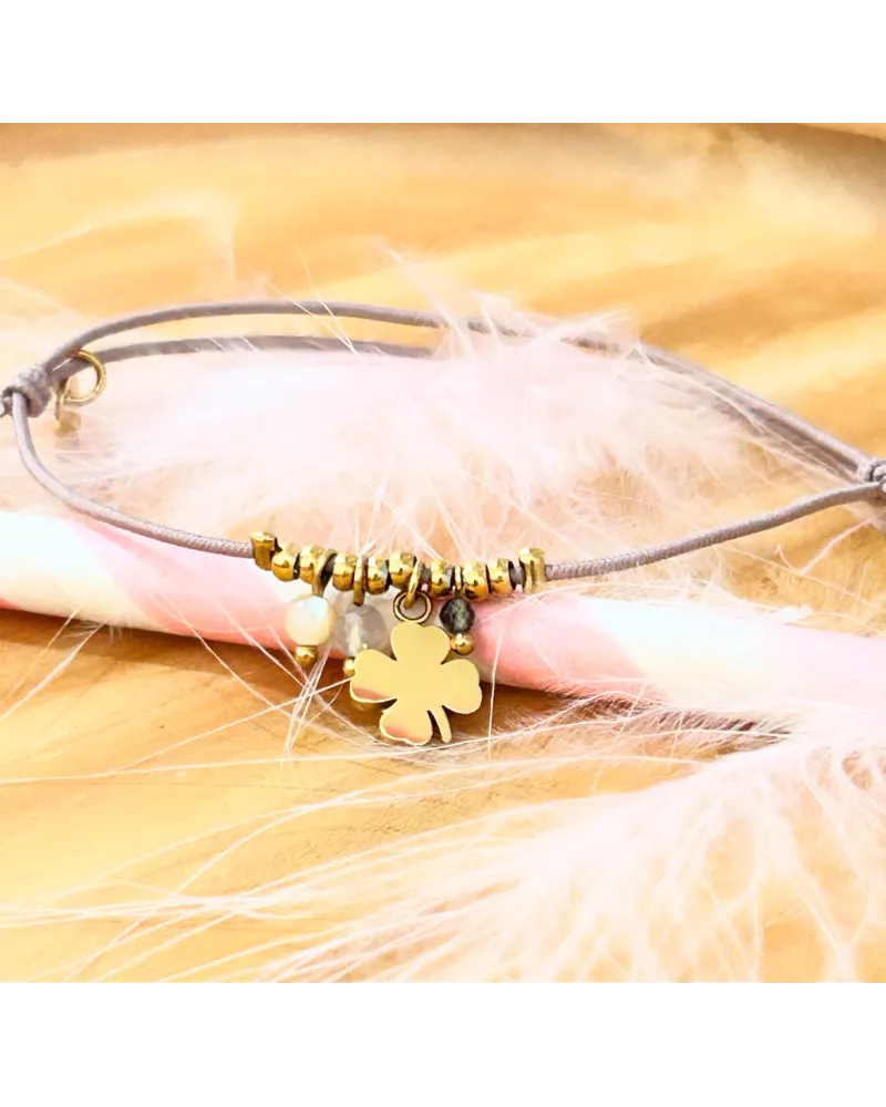 Bracelet acier doré Trèfle