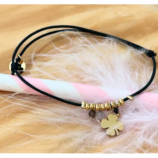 Bracelet acier doré Trèfle