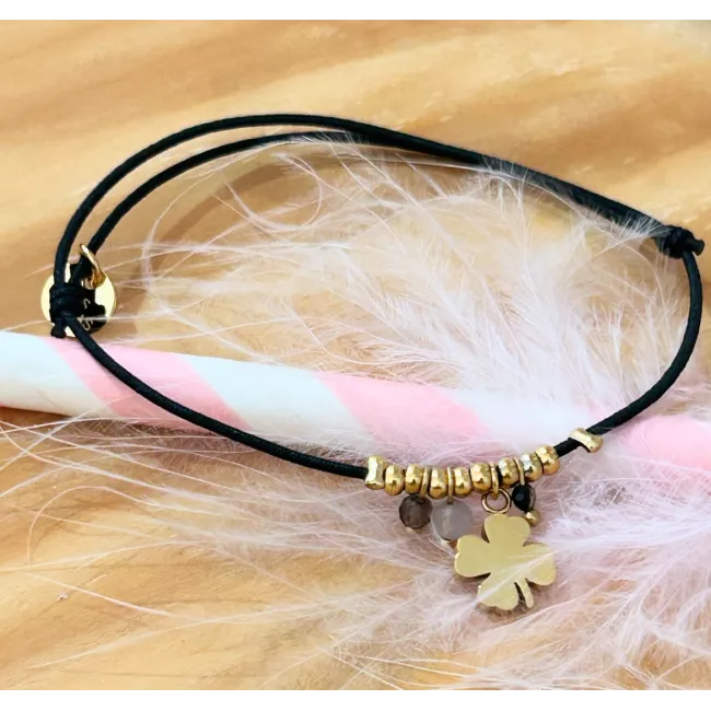 Bracelet acier doré Trèfle