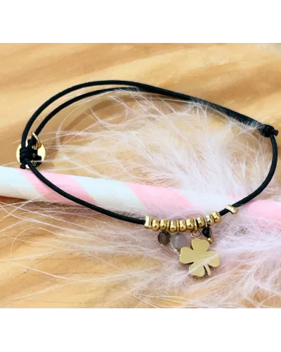 Bracelet acier doré Trèfle