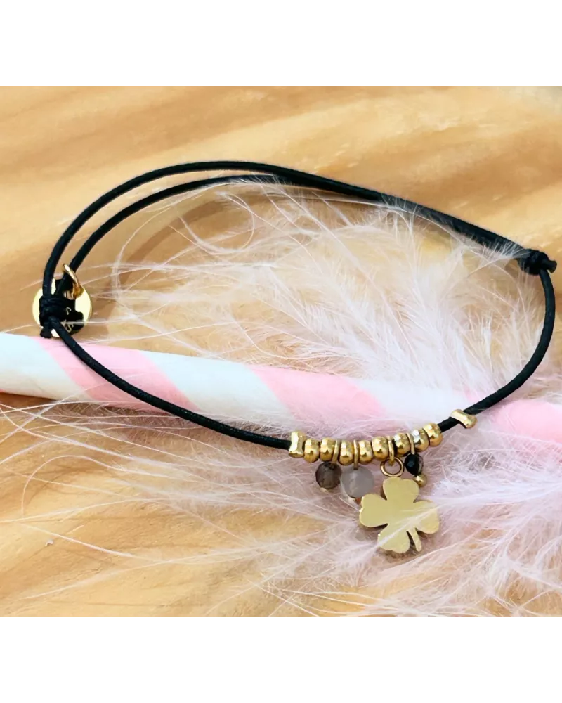 Bracelet acier doré Trèfle