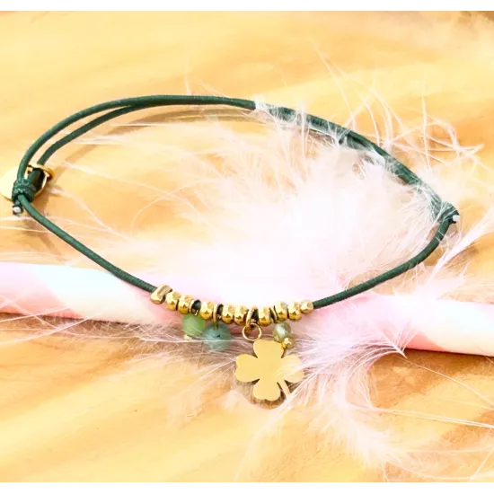 Bracelet acier doré Trèfle
