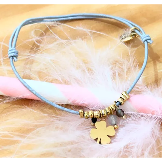 Bracelet acier doré Trèfle