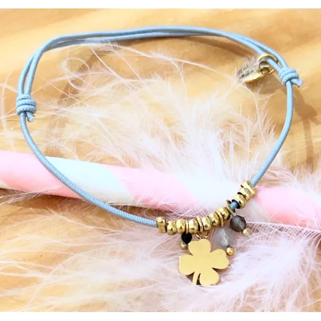 Bracelet acier doré Trèfle