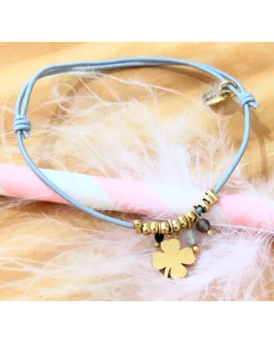 Bracelet acier doré Trèfle