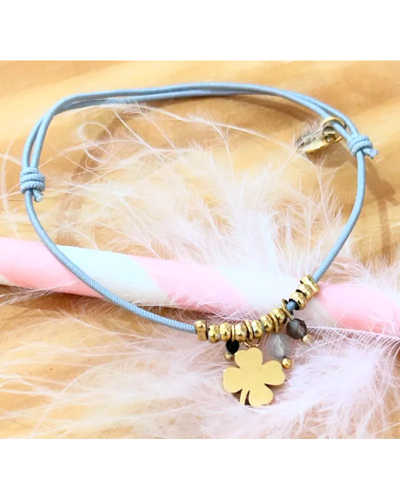 Bracelet acier doré Trèfle