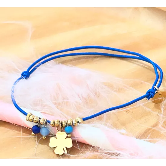 Bracelet acier doré Trèfle