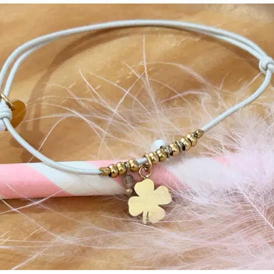 Bracelet acier doré Trèfle