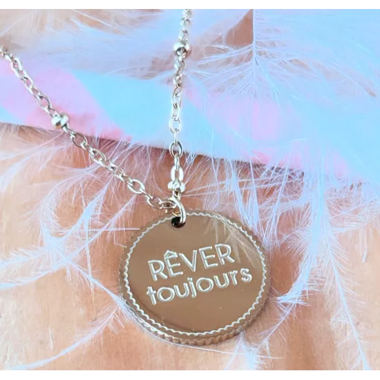 Collier acier doré Rêver toujours