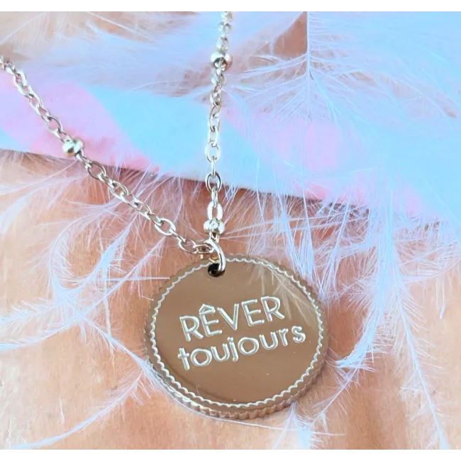 Collier acier doré Rêver toujours