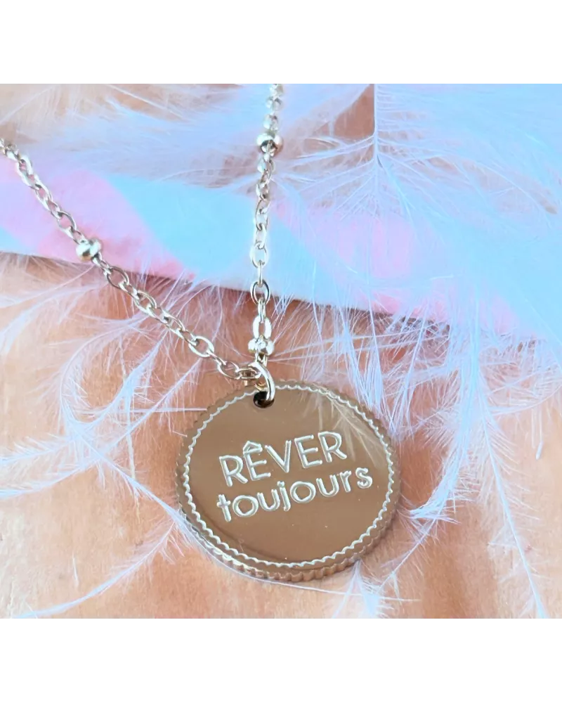 Collier acier doré Rêver toujours