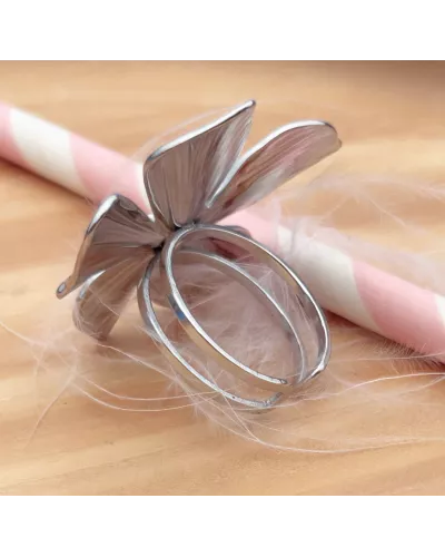 Bague fleur acier inoxydable