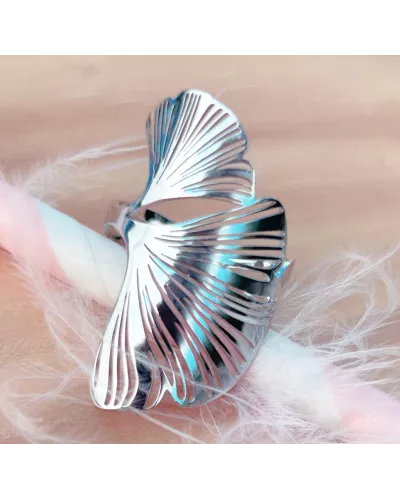 Bague en acier en feuille de ginkgo biloba