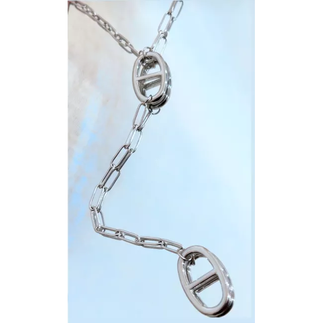 Sautoir acier Y Marine