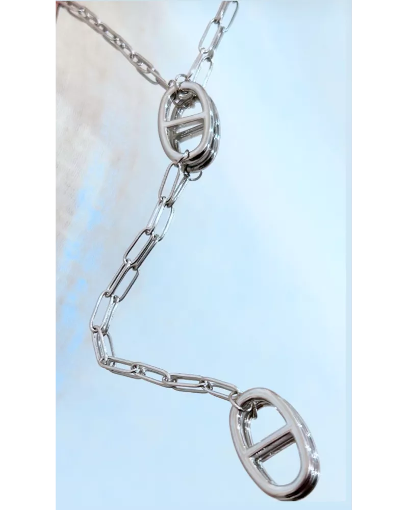 Sautoir acier Y Marine