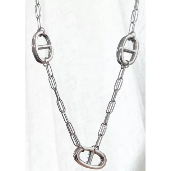 Sautoir acier Y Marine