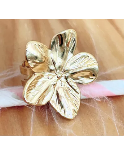Bague Acier Doré Floralia Bloom