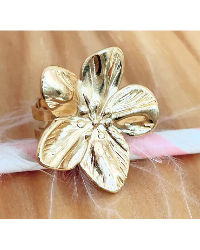 Bague Acier Doré Floralia Bloom