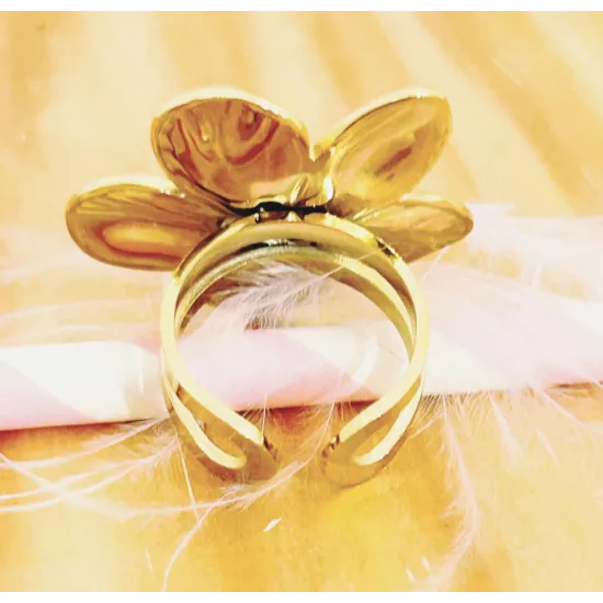 Bague Acier Doré Floralia Bloom
