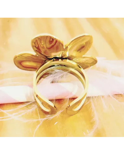 Bague Acier Doré Floralia Bloom