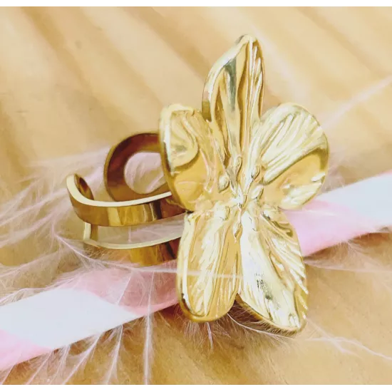 Bague Acier Doré Floralia Bloom